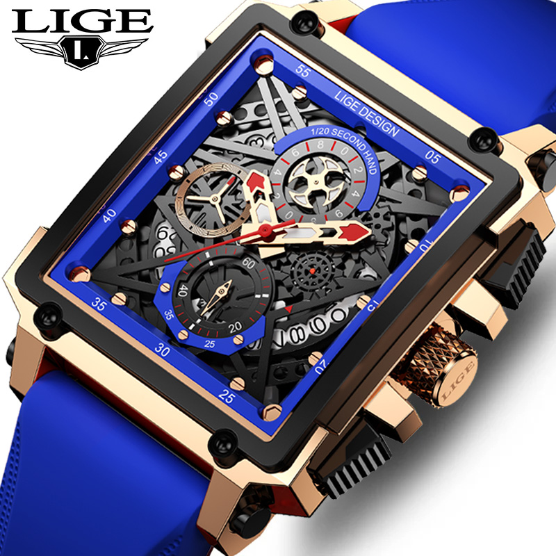 Silicone Band Replacement - Lige Herren Sport Chronograph Armbanduhr für