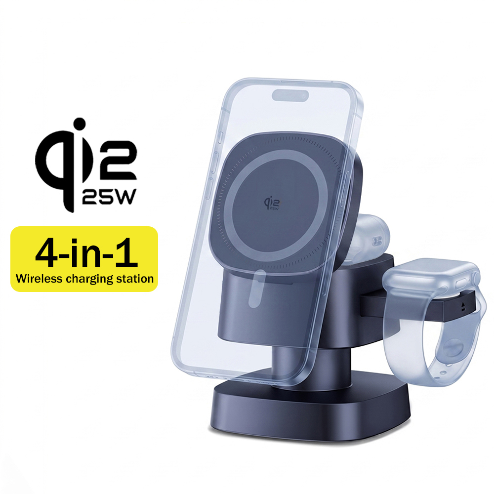 Wireless Charger Watch - Qi2.2 25W 4-in-1 Magnetisches Kabelloses Ladegerät,