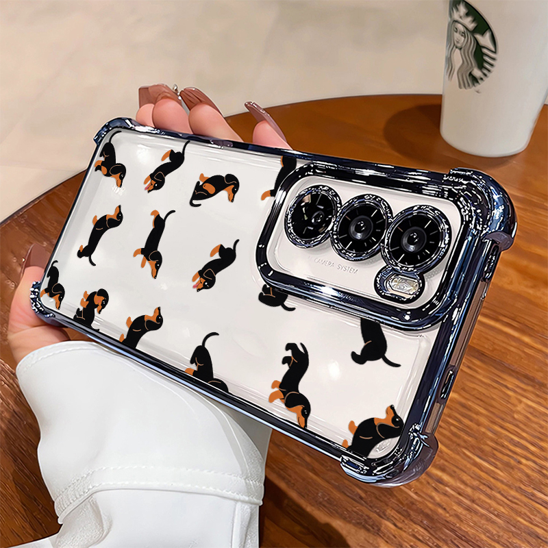 Oppo Reno 12 - Cartoon-Dackel-Muster Handyhülle für OPPO Reno 16