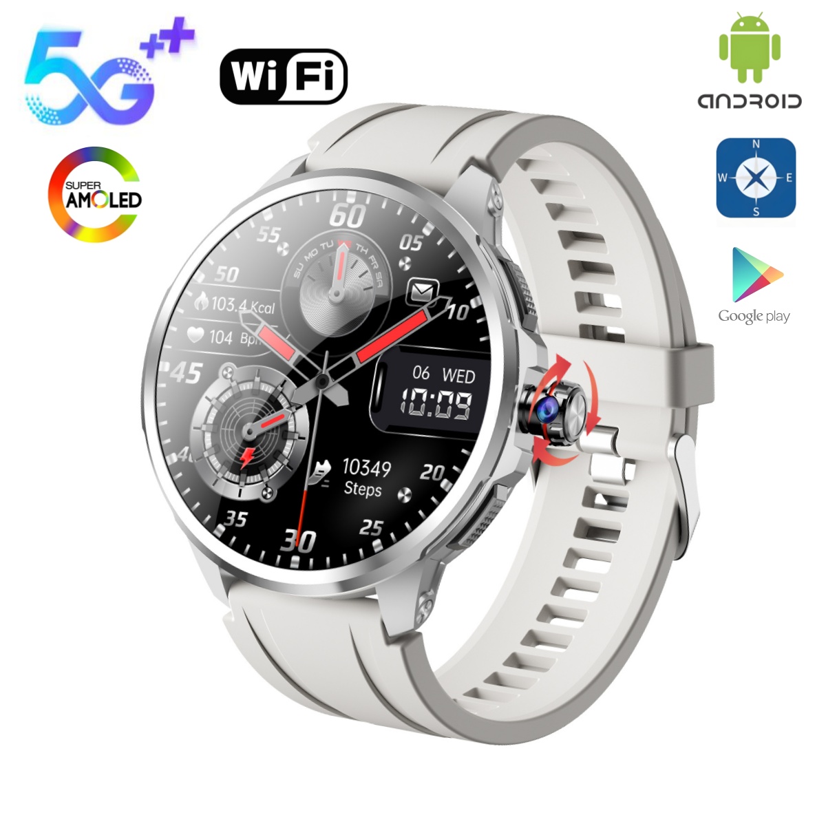 Smartwatch Instagram - 4G 5G LTE Android-System 1,95 Zoll